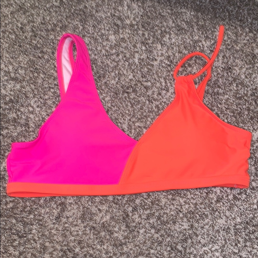 Vibrant Pink and Orange Women's Swim Top